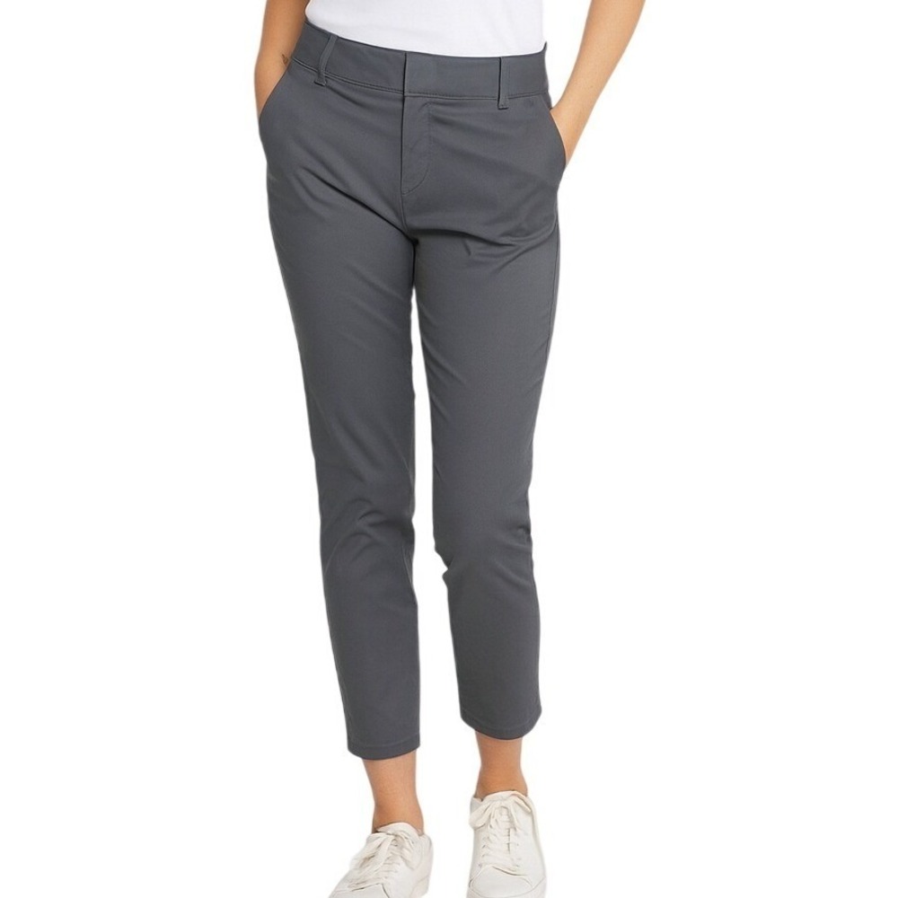 Loft Pants 4 Gray Chinos Belt Loops Hidden Closure Dual Hook Modern Workwear NEW